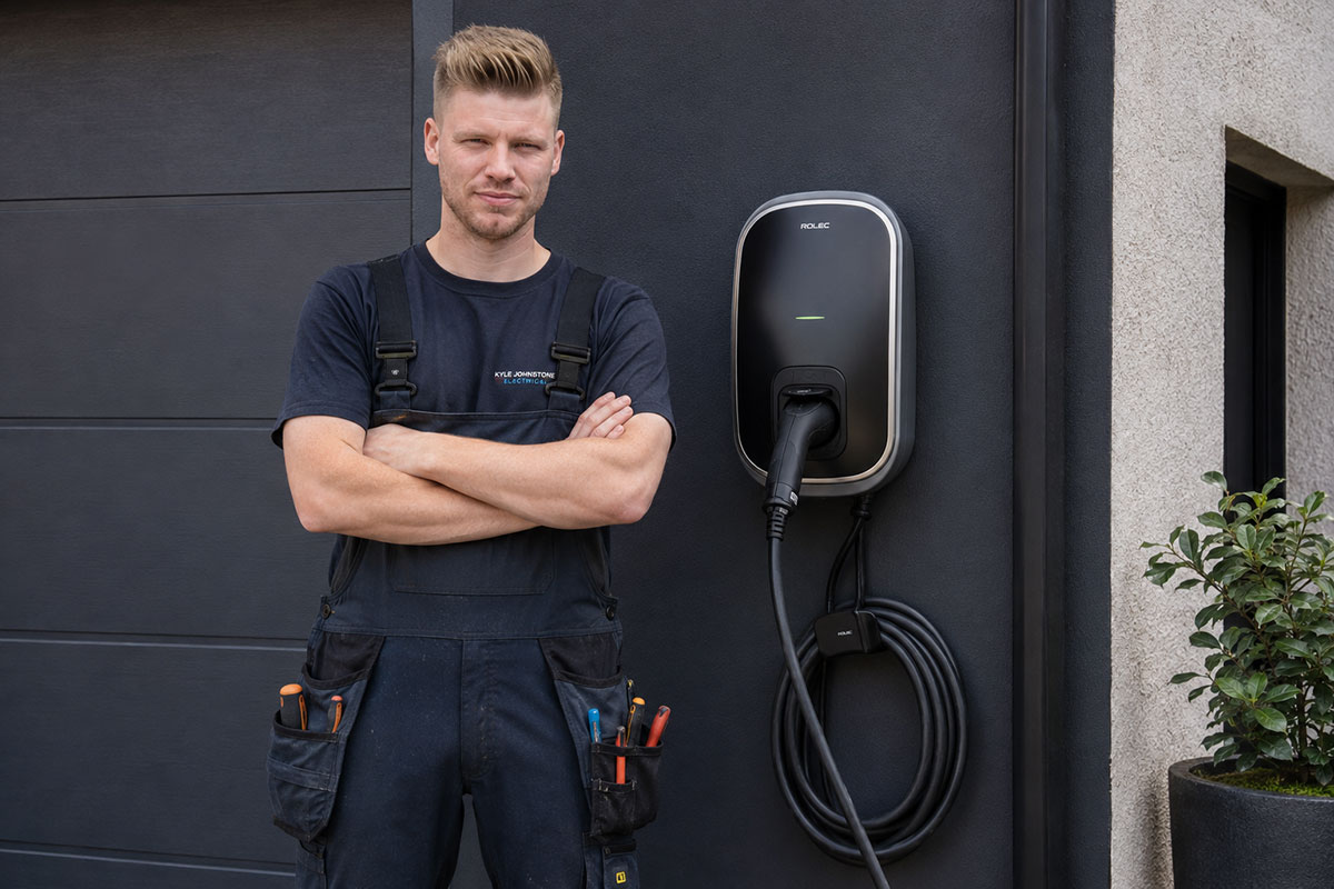 Kyle Johnstone at work on an electrical installation