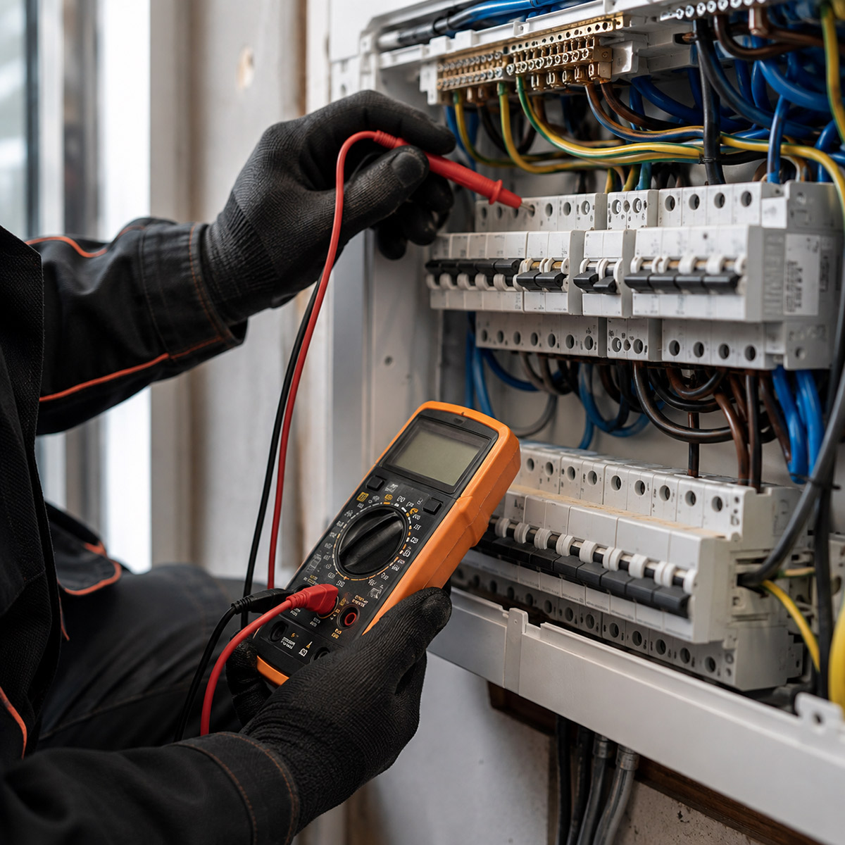 Electrician completing an electrical installation condition report